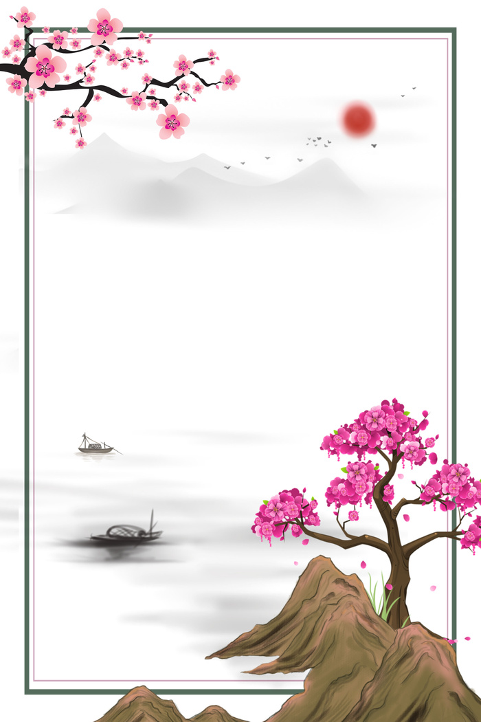 古风唯美桃花桃树背景