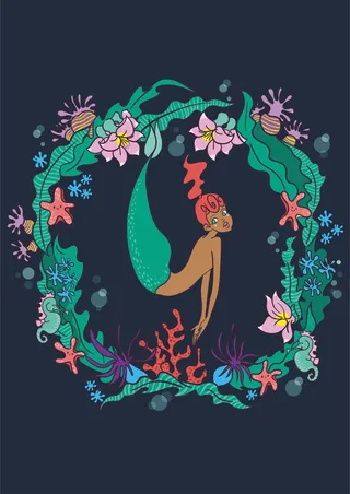 海底元素美人鱼海马海藻海星