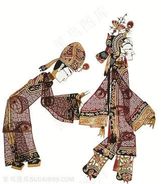 新郎和新娘皮影戏中国风图片