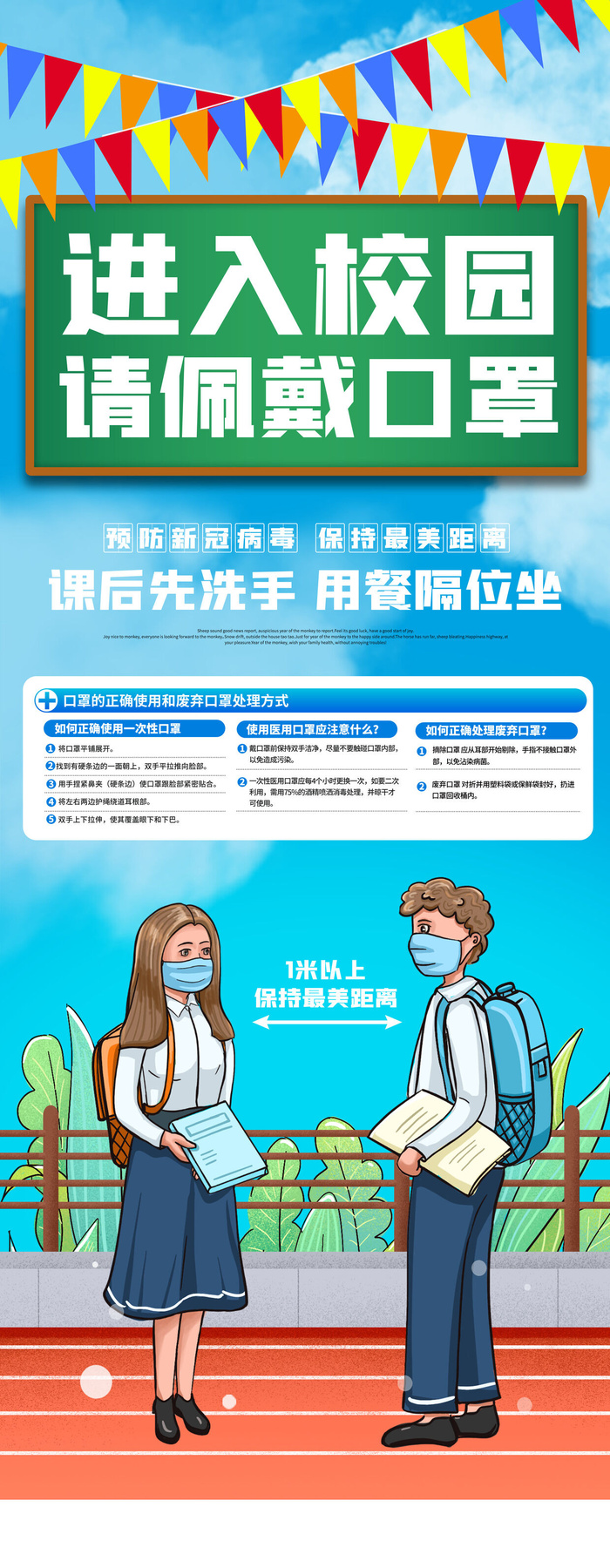 医疗学校园防疫病毒传播疫情防控宣传易拉宝设计模板海报素材psd模版下载