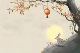 国风兔子月光背景