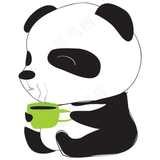 坐着喝咖啡的大熊猫