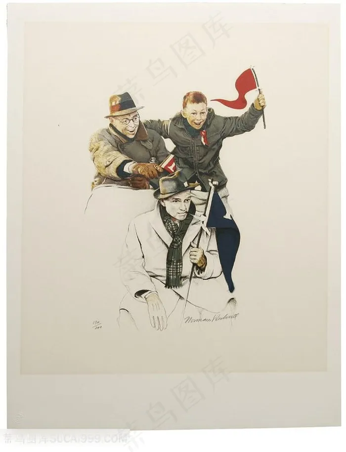 诺曼 · 洛克威尔水彩插画男士男孩装饰画