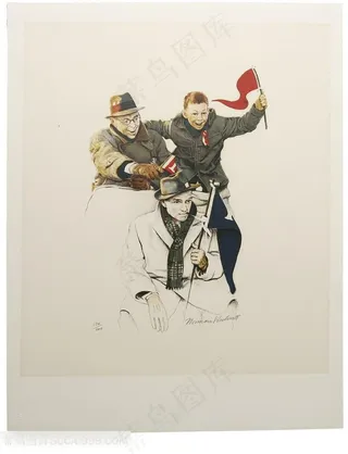 诺曼 · 洛克威尔水彩插画男士男孩装饰画
