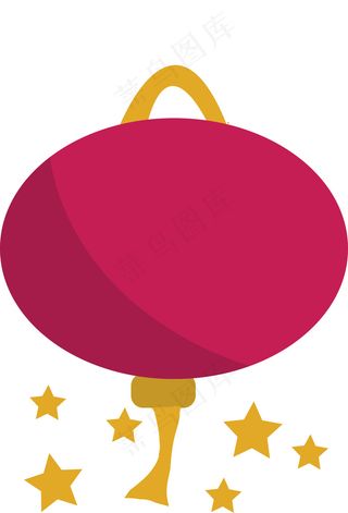 中国风 手绘 卡通元素 传统 复古红 灯笼装饰 PNG 免抠 