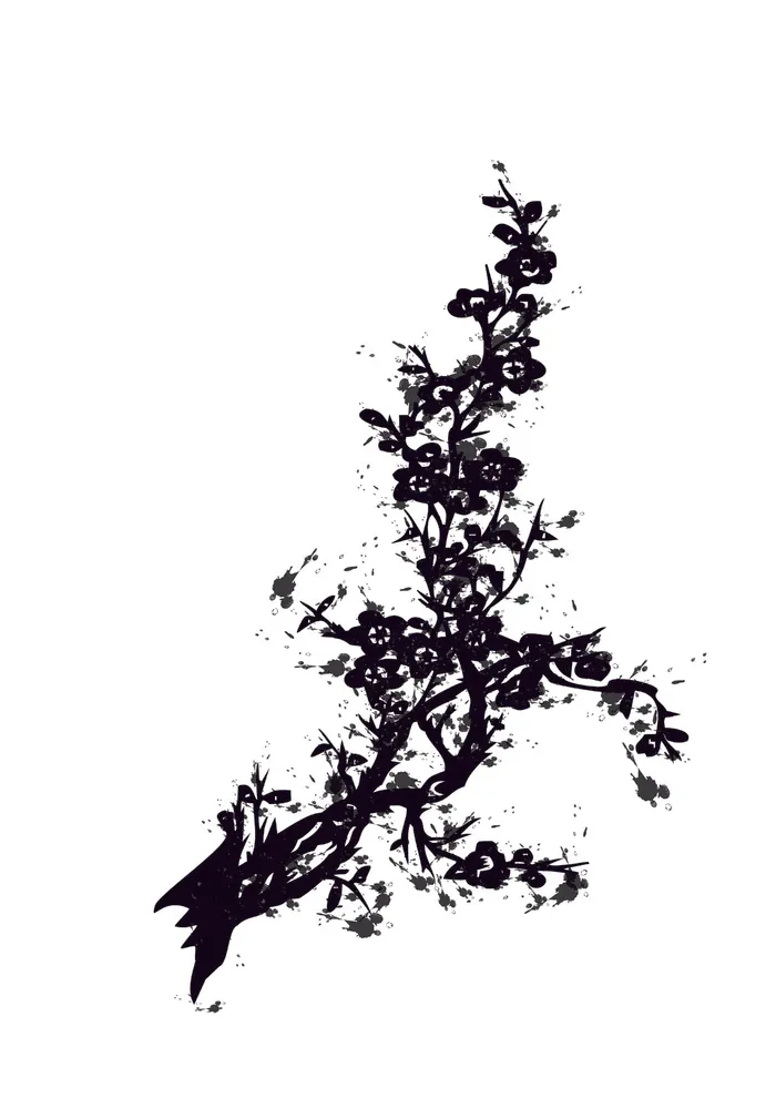 黑白水墨植物免抠ai矢量模版下载