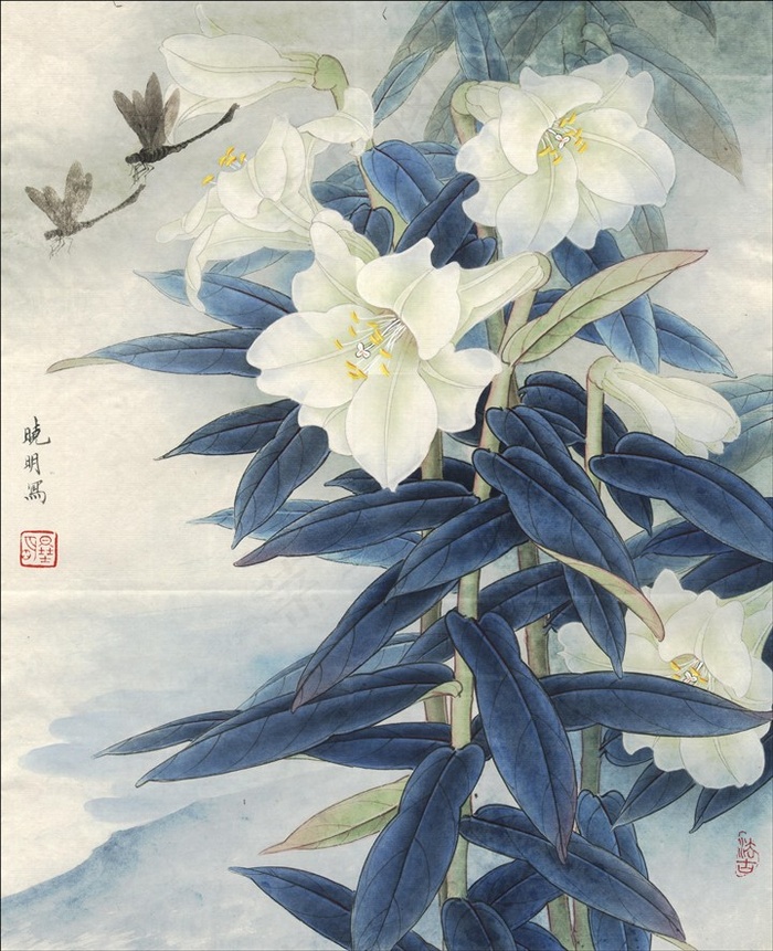 素香兰花艺术画