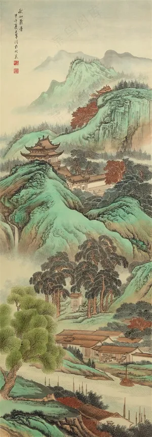 高清界画当代画家王军河绘制秋山萧寺鬼脸皴仙山亭台楼阁古松树仿古皇家寺庙 高清界画当代画家王军河绘制秋山萧寺鬼脸皴仙山亭台楼阁古松树仿古皇家寺庙