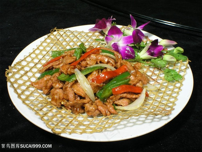 石竹香牛柳传统餐饮美食高清菜谱用图中华美食