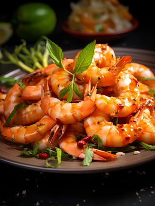 夏季腌制生虾新鲜美味摄影图 (1)