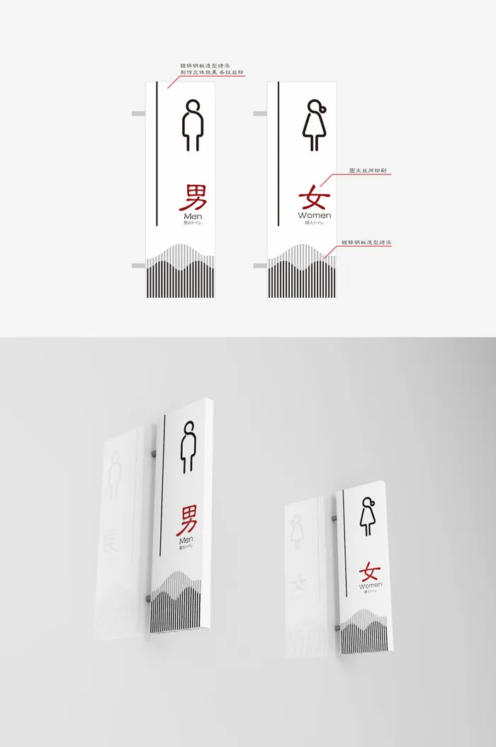 景区卫生间度假村卫生间导视牌cdr矢量模版下载