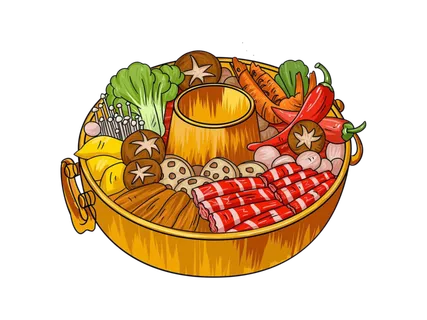 国潮风火锅插画0