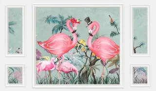 热带雨林火烈鸟背景墙