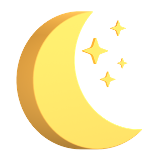 黄色月亮卡通自然图标3Dpng素材