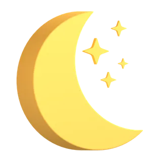 黄色月亮卡通自然图标3Dpng素材