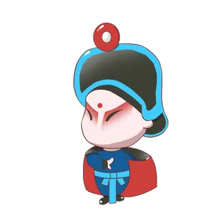 卡通京剧戏剧人物脸谱插画PNG图片 国潮中国风Q版戏剧人物PS素材