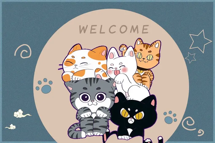卡通动物猫咪地毯地垫psd模版下载