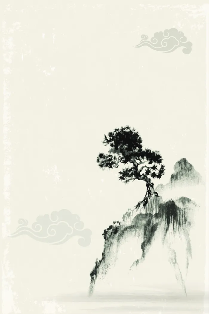 中国风传统水墨古风古典展板边框工笔画PS海报背景平面广告Ai设计素材ai矢量模版下载