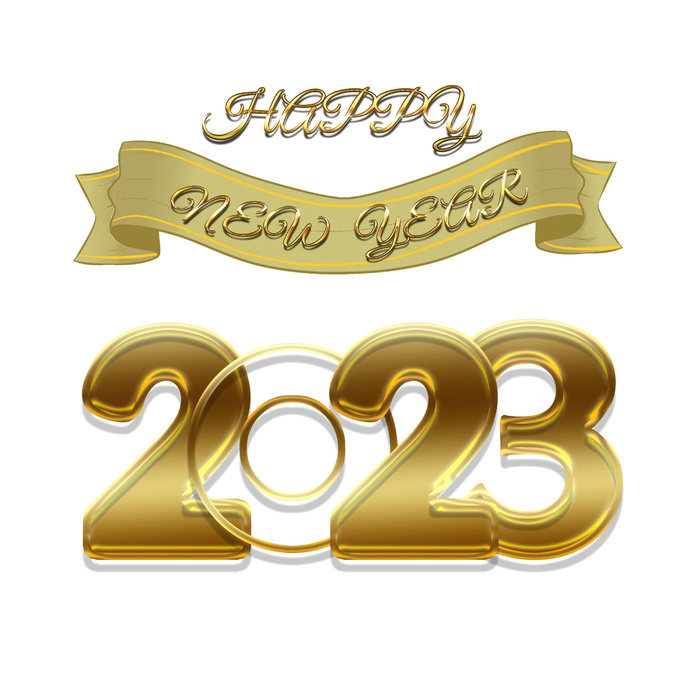 兔年2023年金色数字挂画psd模版下载