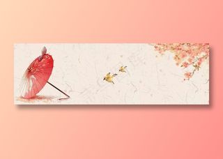 复古中国风古风国画红纸伞背景素材