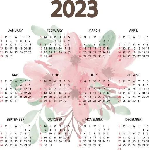 2023 年日历 PNG免抠(4345x4369)
