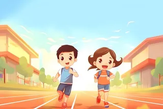 学校操场学生蓝天背景