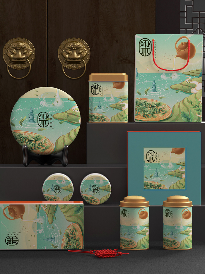 高端文创样机素材产品中国风国潮logo礼盒包装VI智能贴图PSD模板psd模版下载