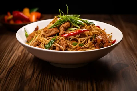 炒面炒粉美食摄影图