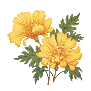 黄色花朵菊花免抠