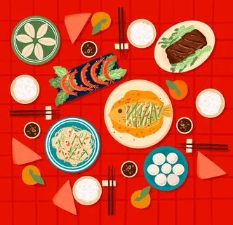 新年中国风美食插画