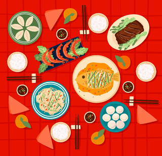 新年中国风美食插画