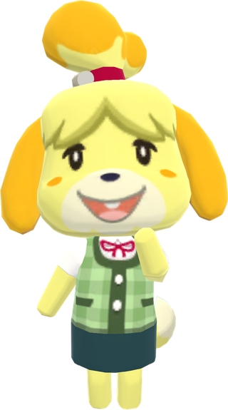 女孩小狗动森卡通简笔素材