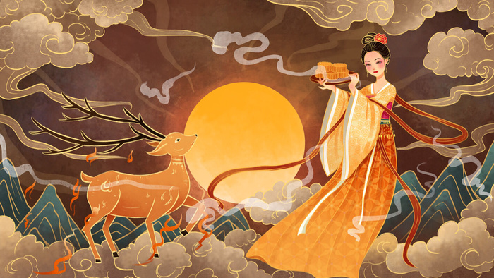 复古中国风国潮神话人物敦煌插画仙女手绘海报背景PSD设计素材psd模版下载