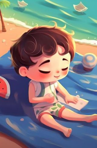 睡觉的小男孩插画背景