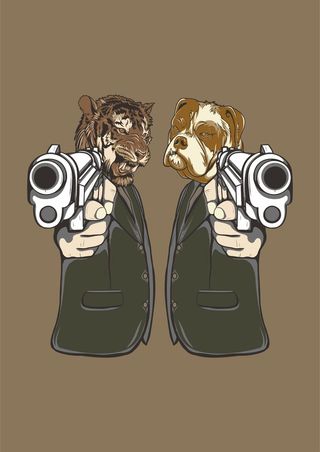 动物拟人狗头老虎头西装杀手持枪