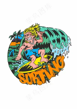 金发男子 冲浪运动海报