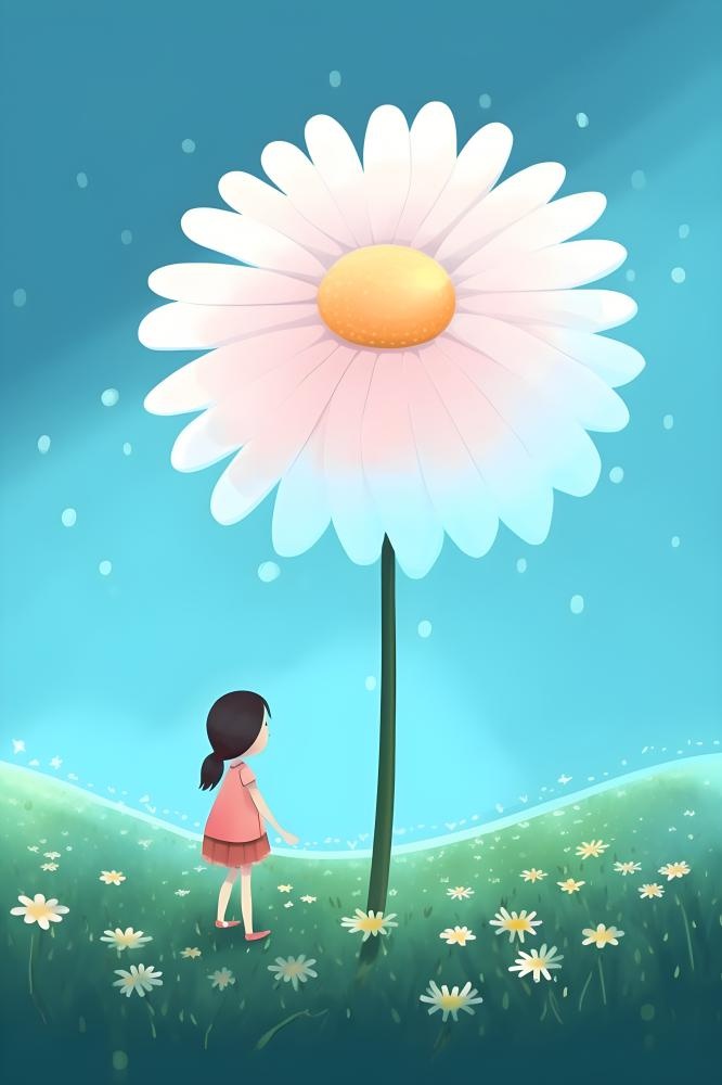 手绘插画花人物草原山森林大自然素材海报背景(3584x5376)