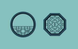 中国风古典传统图案边框纹理祥云灯笼装饰线条PSD背景素材