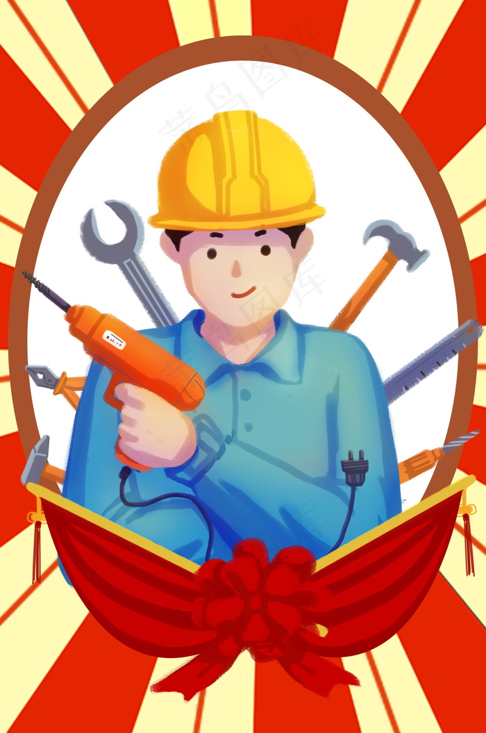 五一劳动节插画  