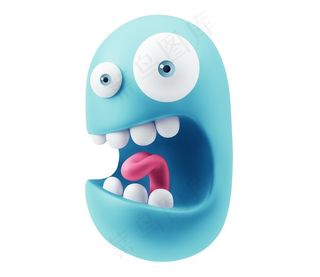 蓝色椭圆形3d卡通表情高清图片