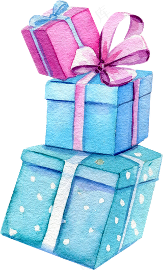 水彩插画-礼物