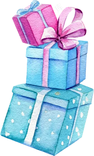 水彩插画-礼物