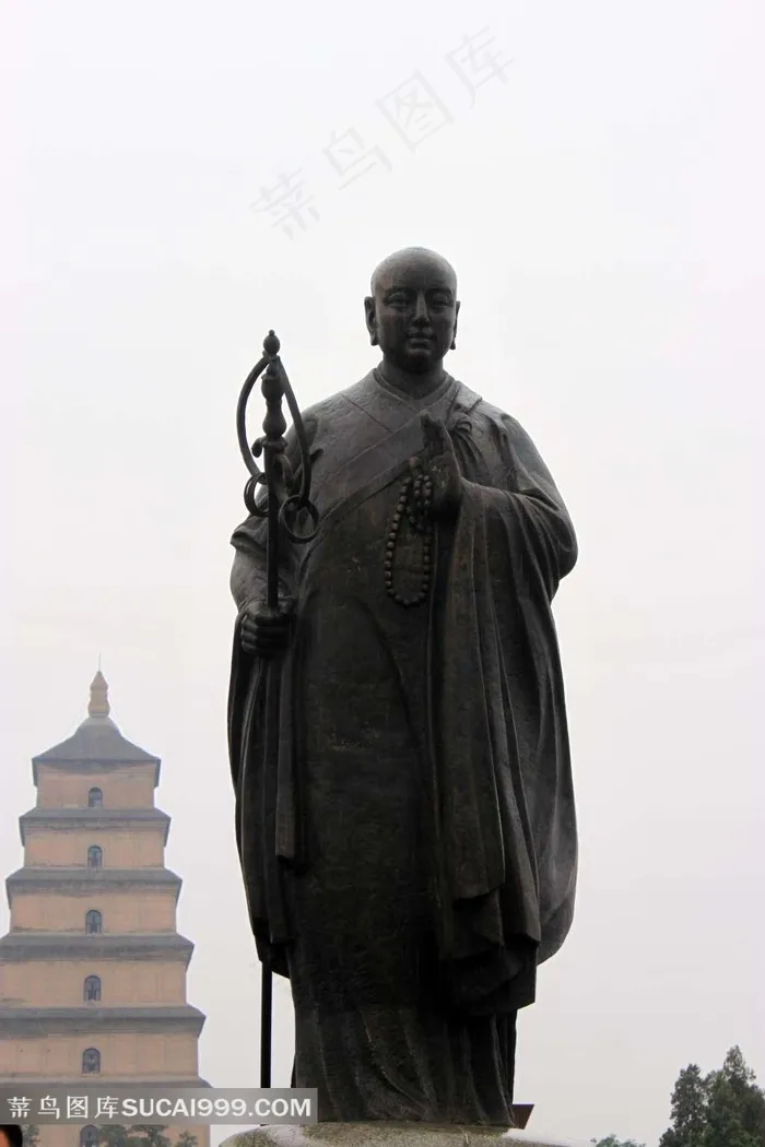 唐玄奘雕塑摄影素材