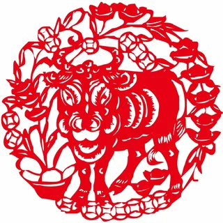 牛剪纸 剪纸风元素