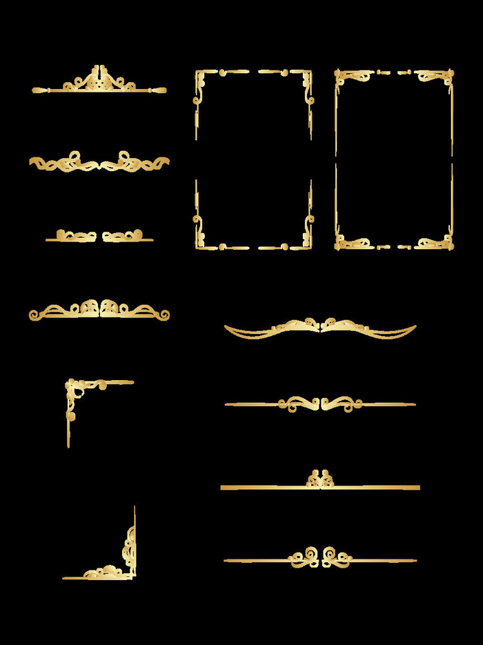金色边框边角ai矢量模版下载
