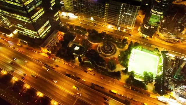 城市, 香港, 夜晚, 鸟瞰图, 城市景观, 航班, 交通