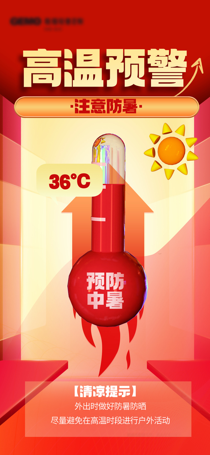 夏日高温海报psd模版下载