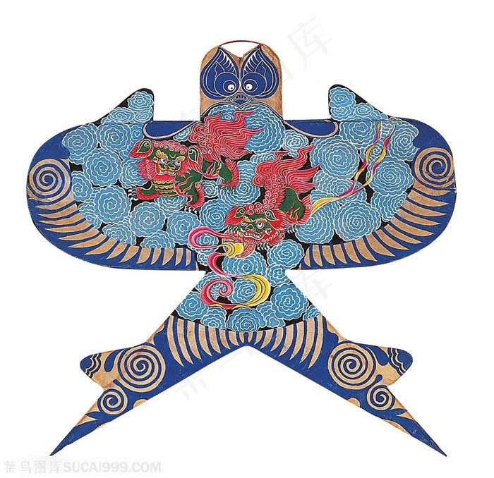 祥云蓝色燕子风筝纸鸢民俗节日图片