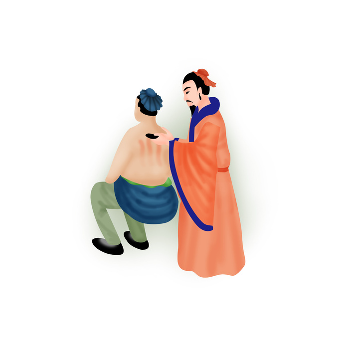 古代刮痧手绘psd模版下载