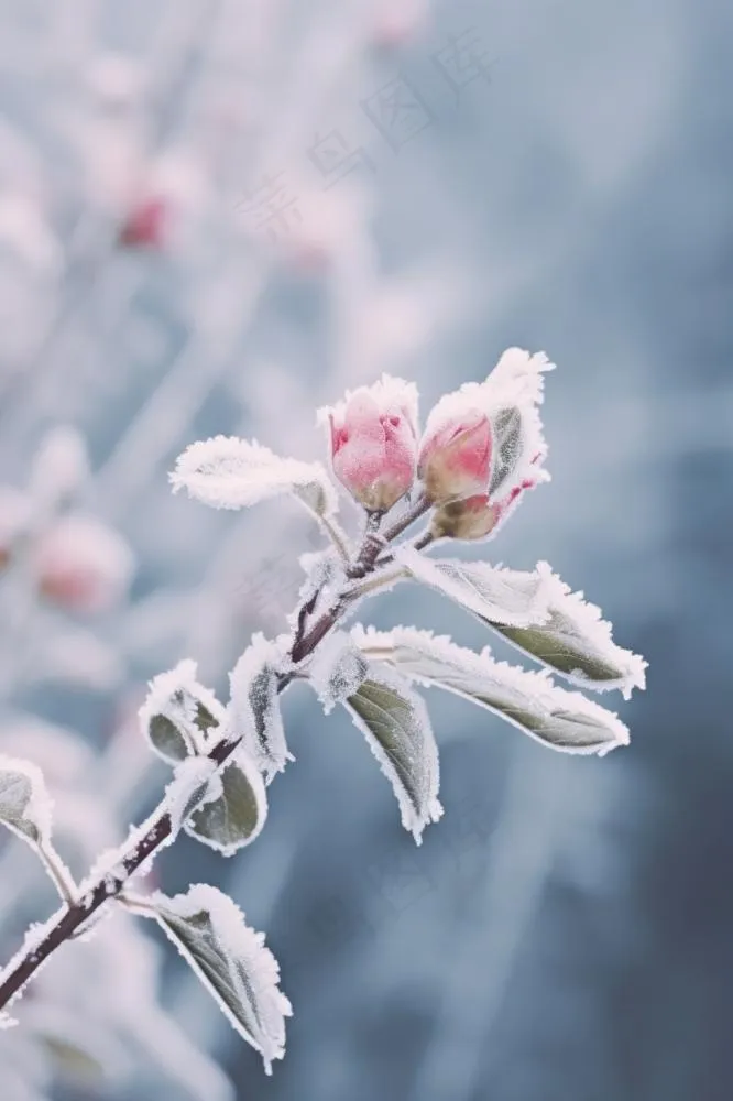雪花枝叶白色背景(896x1344)